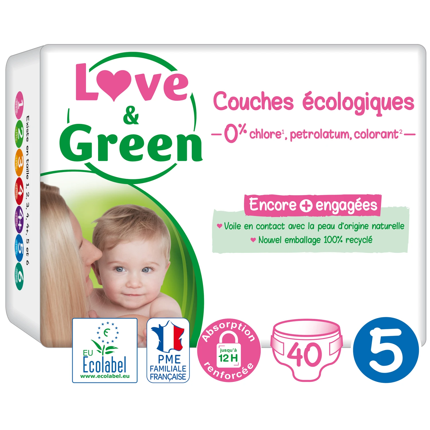Couches écologiques Blanc T5 De Love & Green