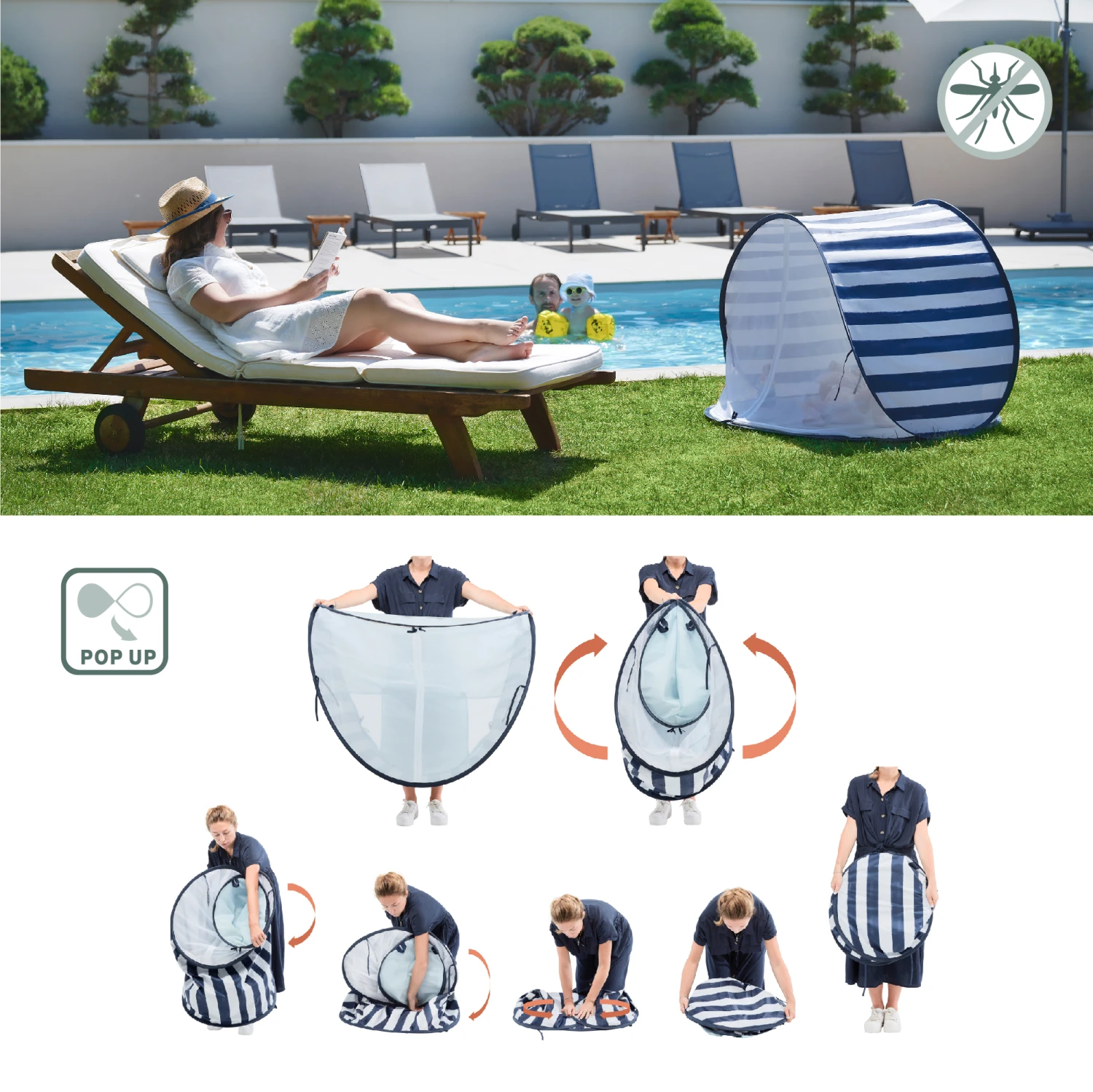Tente Anti-UV Haute Protection 50+ Marinière Bleu De Babymoov – Image 4