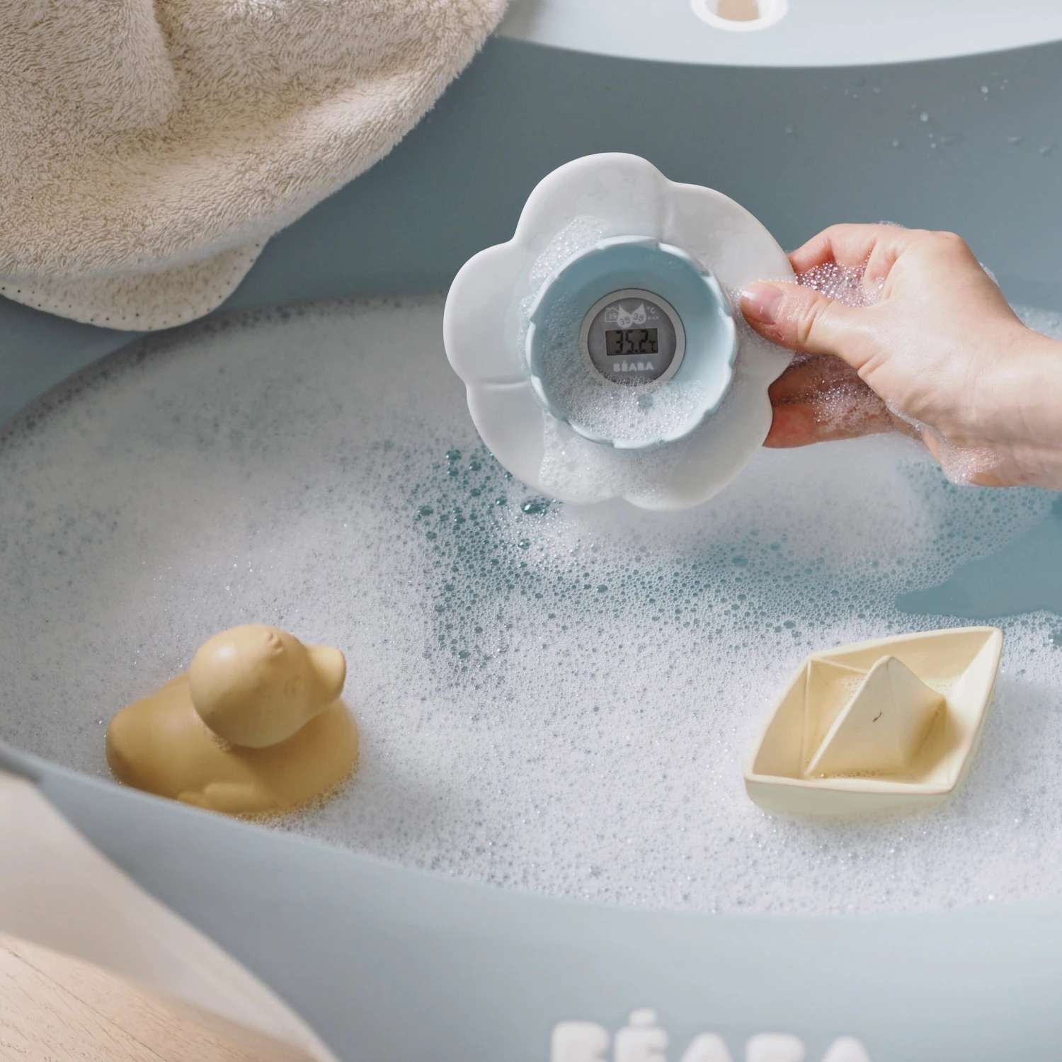 Beaba Thermomètre De Bain Lotus Bleu Vert De Béaba – Image 2