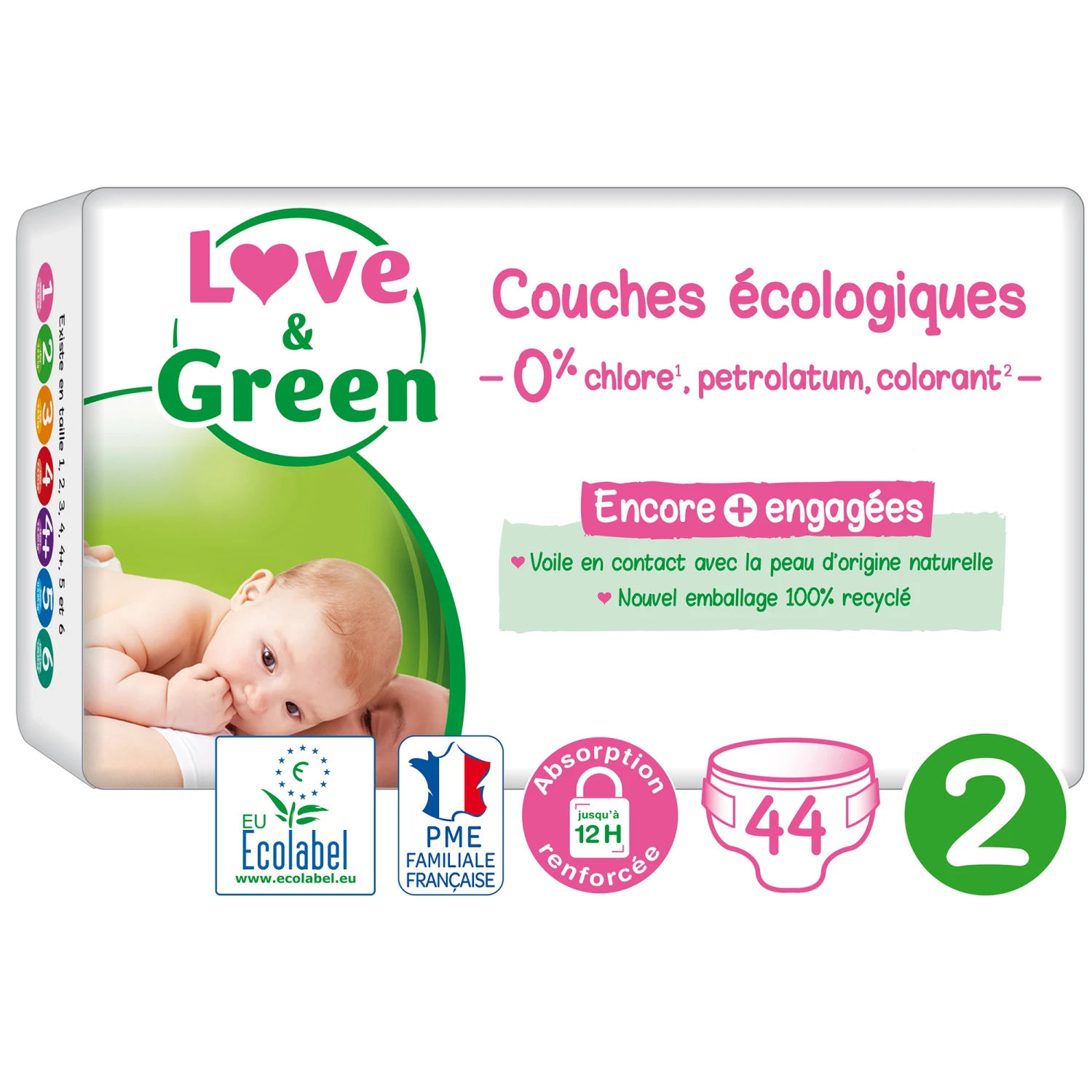 Couches écologiques Blanc T2 De Love & Green