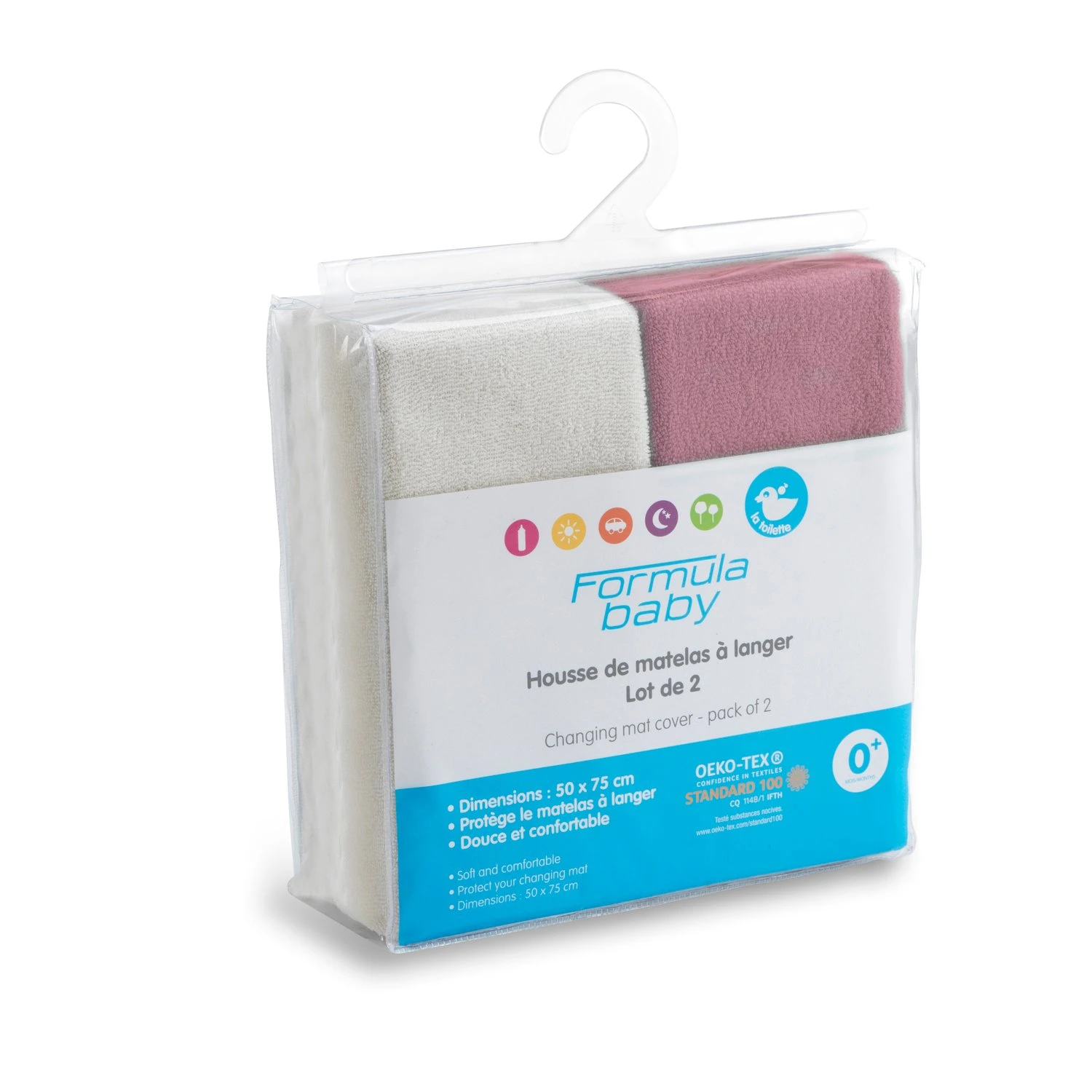 Lot De 2 Housse à Matelas à Langer Ecru/Terracota De Formula Baby