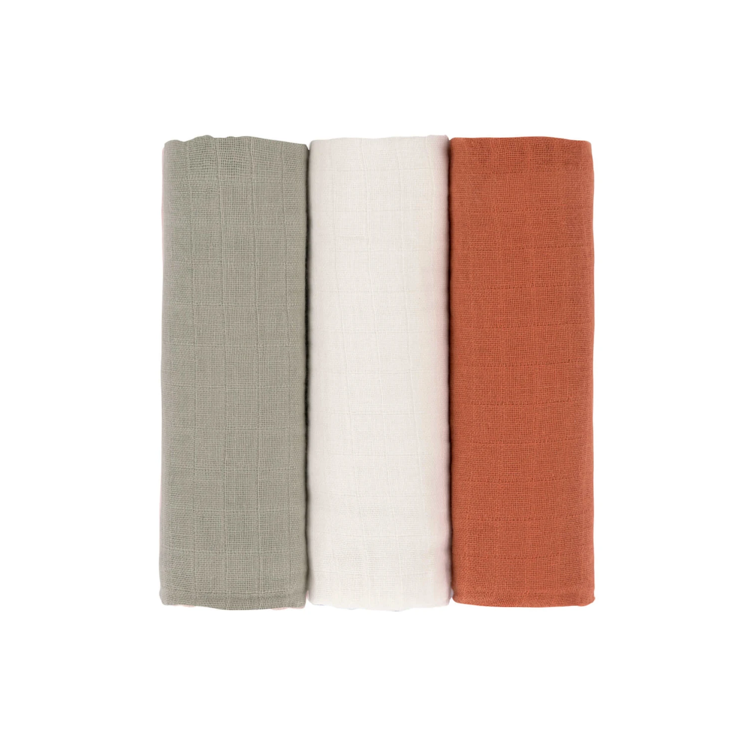 LÄSSIG Lange Mousseline 3 Pièces Rouille/Olive/Blanc 85 X 85 Cm De Lässig – Image 2