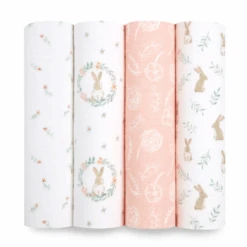 Lot De 4 Maxi-Langes Mousseline Blushing Bunnies De Aden + Anais Essentials