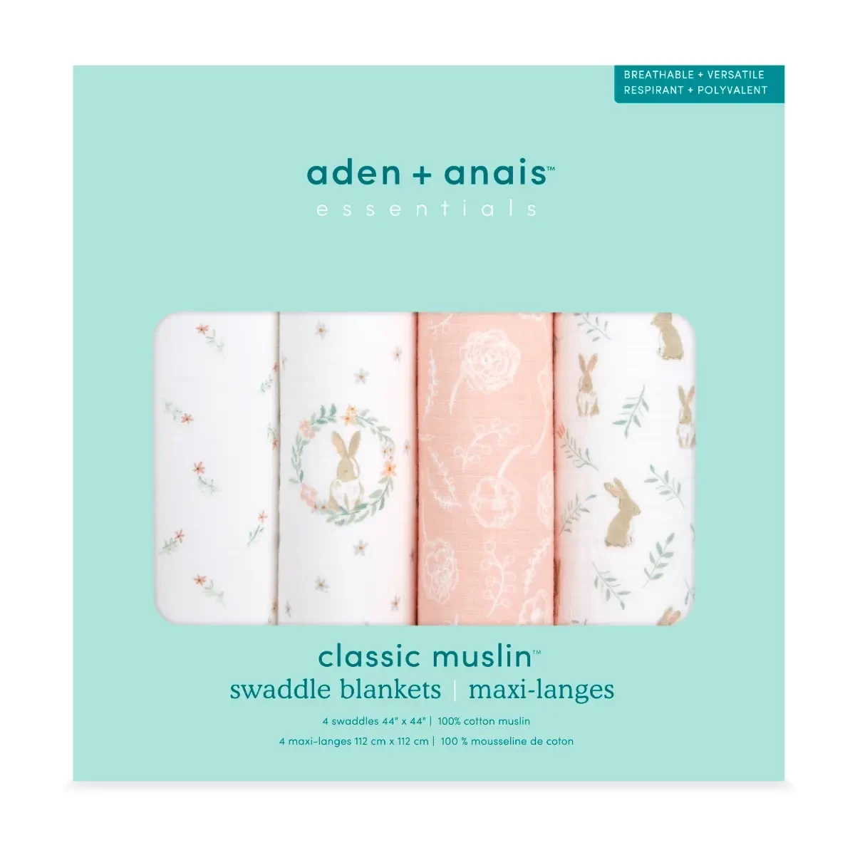 Lot De 4 Maxi-Langes Mousseline Blushing Bunnies De Aden + Anais Essentials – Image 6